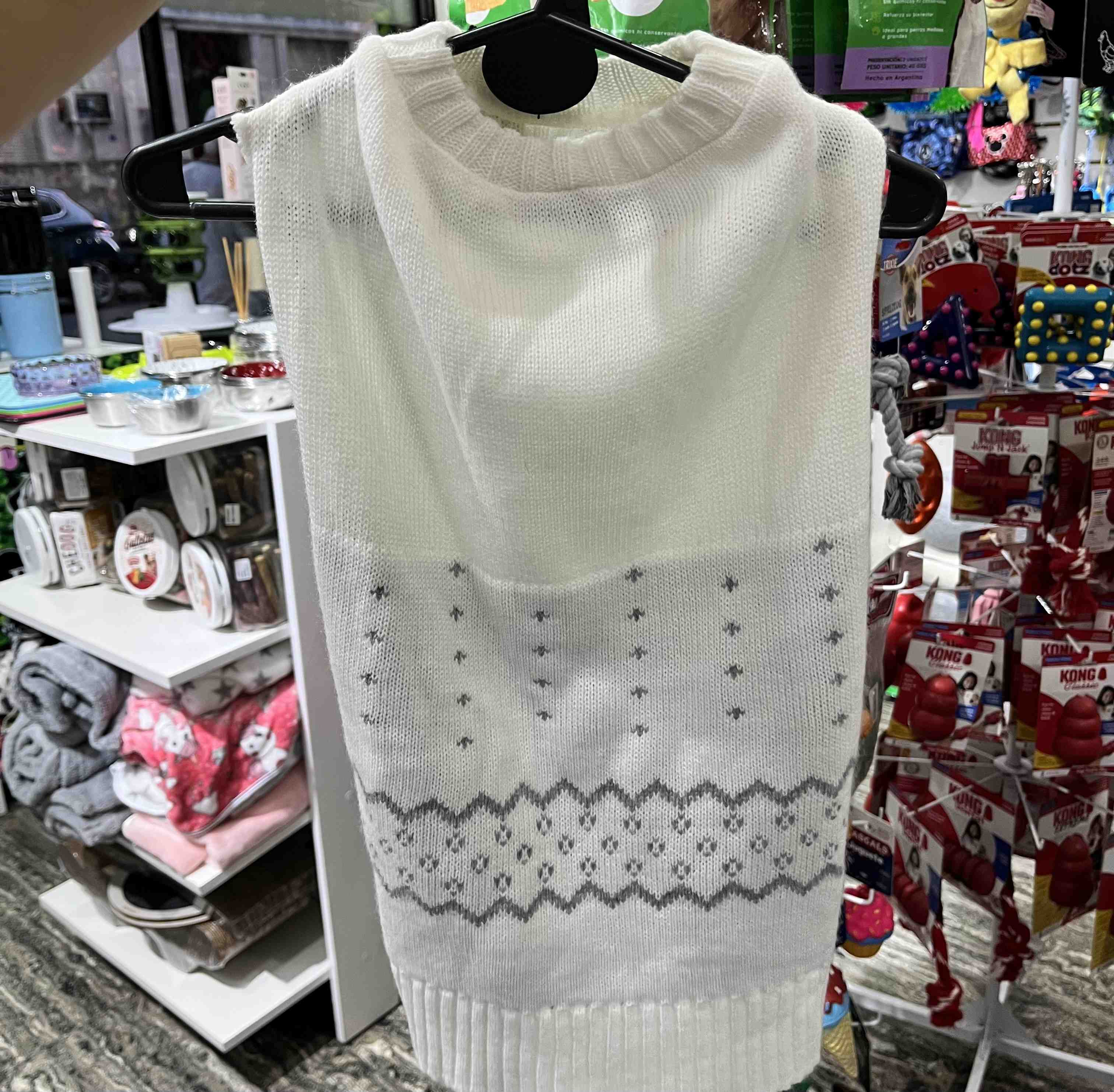 SWETER BLANCO Y GRIS XL 